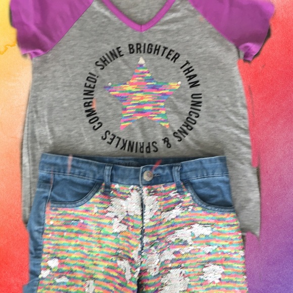 Justice “Shine Bright” shorts set - Picture 1 of 4